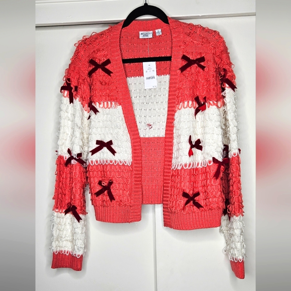 Mighty Fine Ribbon Bow Cardigan Sz Xl